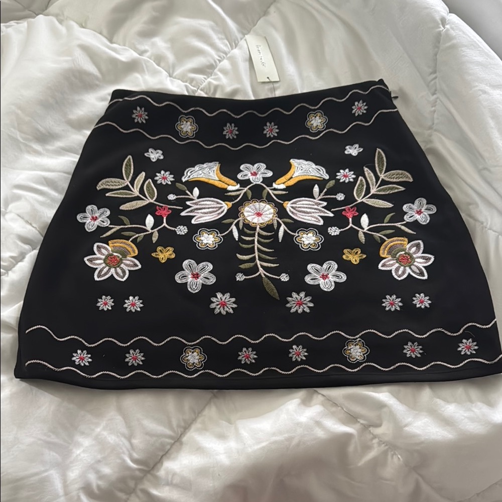 Black Embellished Mini Skirt for Night Out